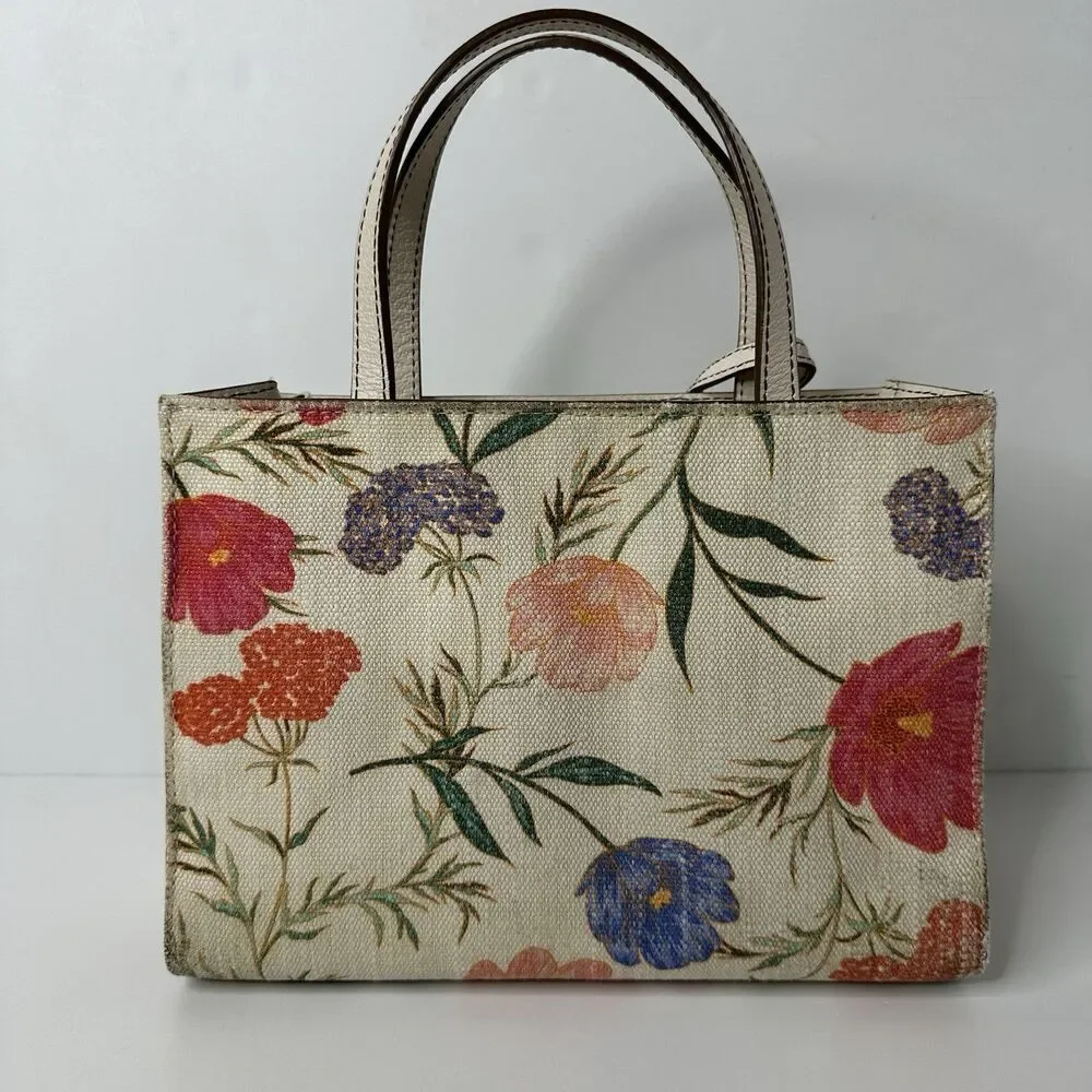 Kate Spade Thompson Street Sam Bag Floral Print Linen Crossbody‎ Purse Satchel